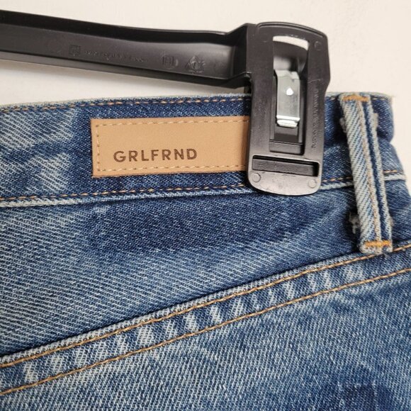 GRLFRND Revolve Cindy High Rise Button Fly Distressed Raw Hem Denim Jean Shorts - Picture 13 of 14